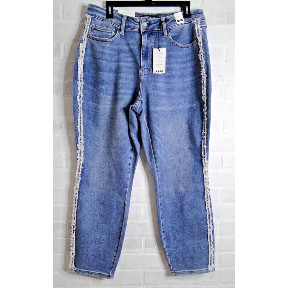 Judy Blue High Waist Slim Fit Jeans-Size 14w Blue Side Fraying‎ NWT